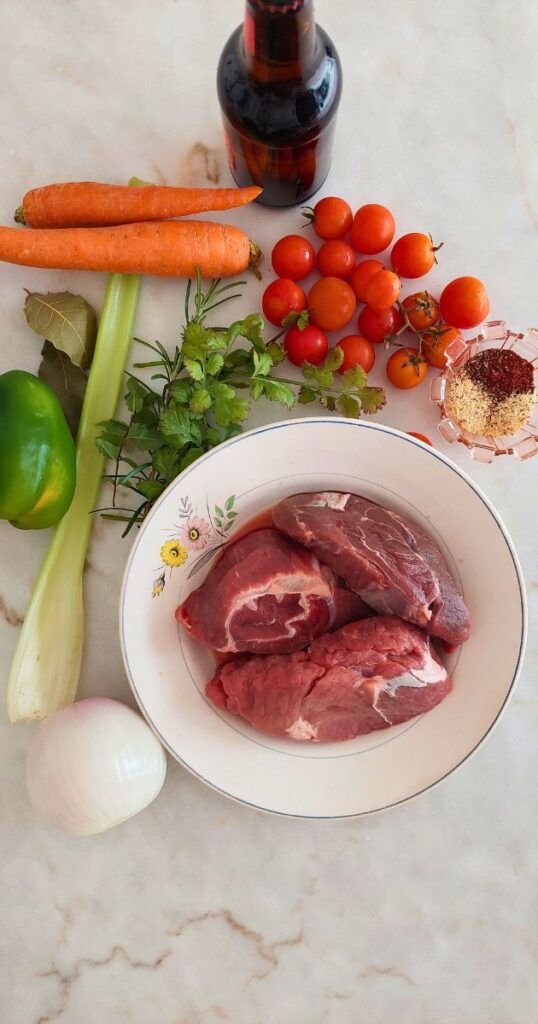 Ingredientes para receita de carne