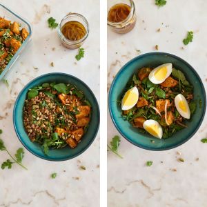 almoço proteico para marmita preparado