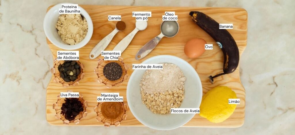 Ingredientes para receita de lanche para levares contigo