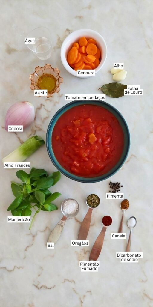 Ingredientes para receita simples e fácil