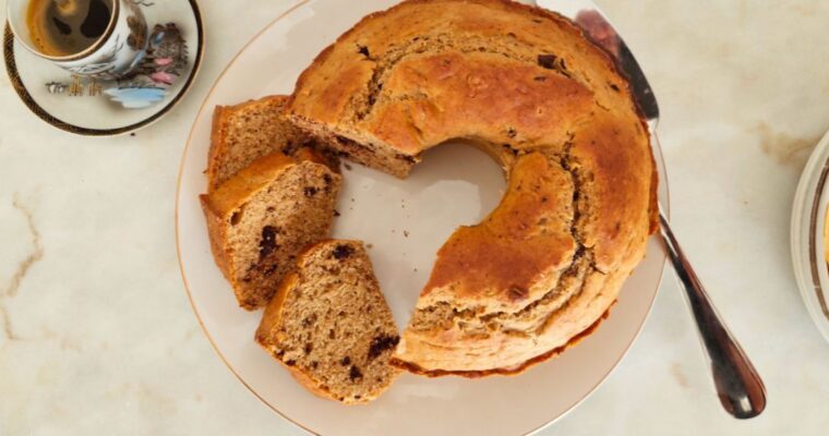 Bolo de Banana com Pepitas de Chocolate com Amêndoas