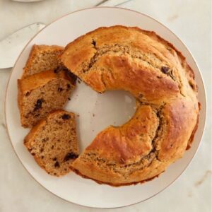 Sobremesa Bolo de Banana com Pepitas de Chocolate com Amêndoas