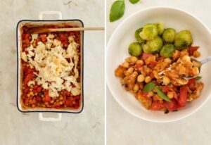 Aprende como fazer Bacalhau desfiado com grão de bico no forno