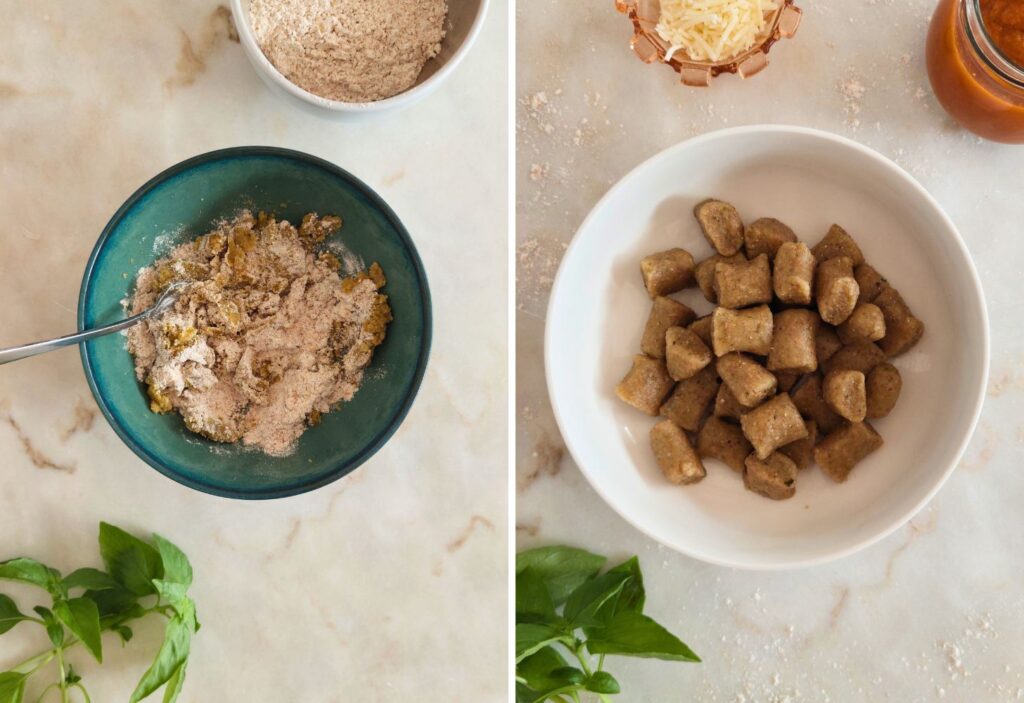 Aprende como fazer Gnocchi integral de batata-doce com molho de tomate