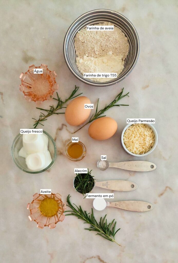 Ingredientes para pequeno-almoço, lanche e brunch salgado