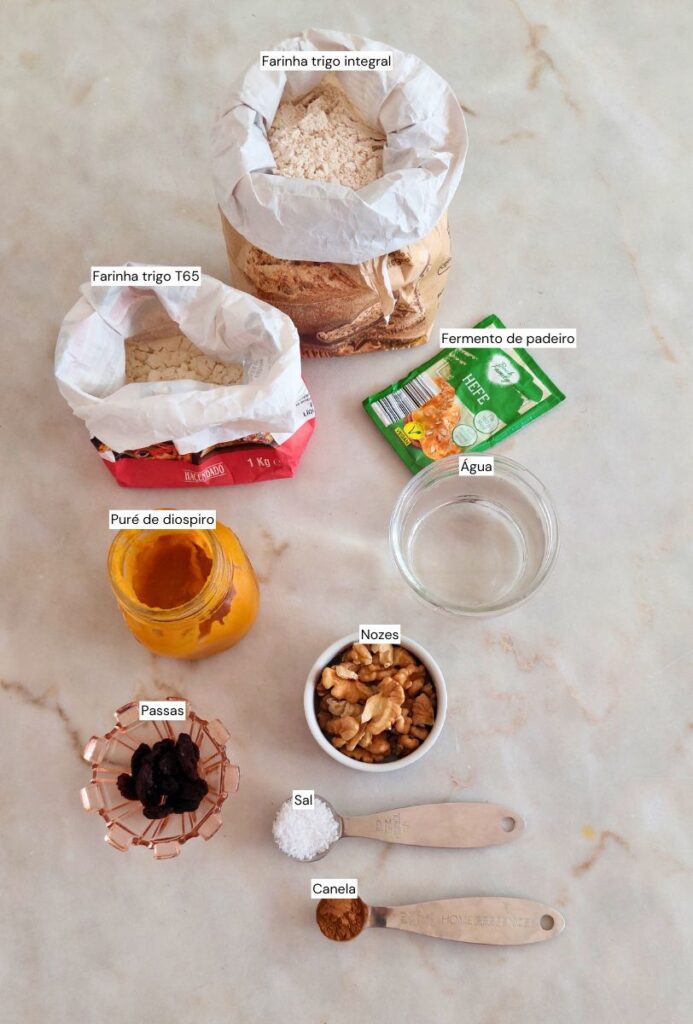 ingredientes para receita de pão sem amassar