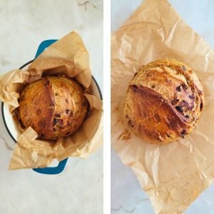 pão cozido retirar do forno