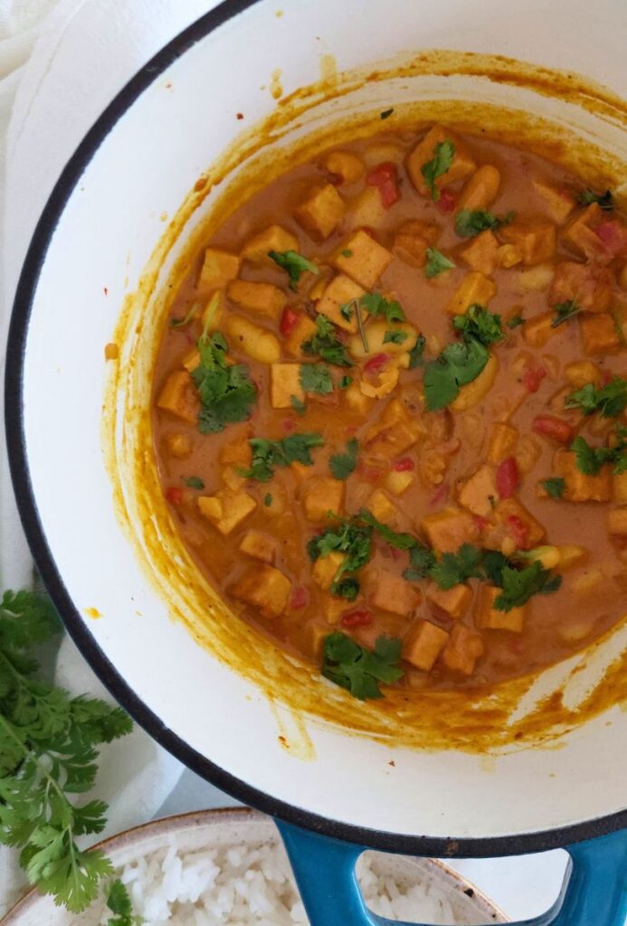 Caril de Tofu e Feijão Branco Receita simples