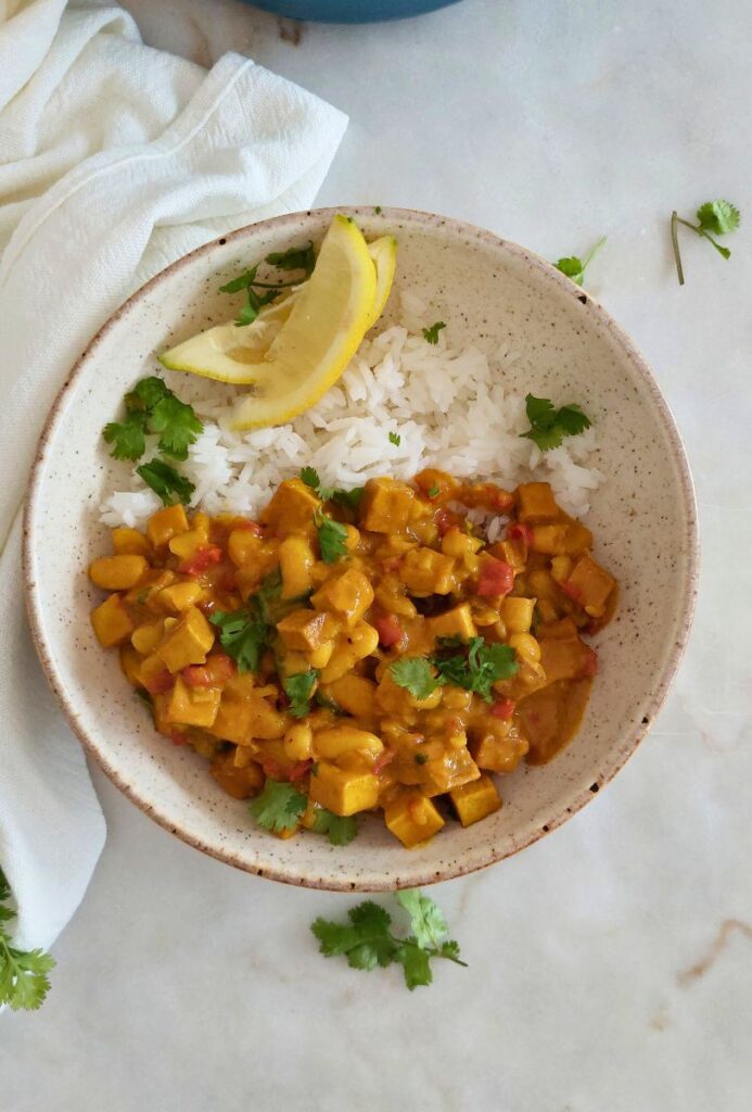 Receita Caril de Tofu e Feijão Branco fácil