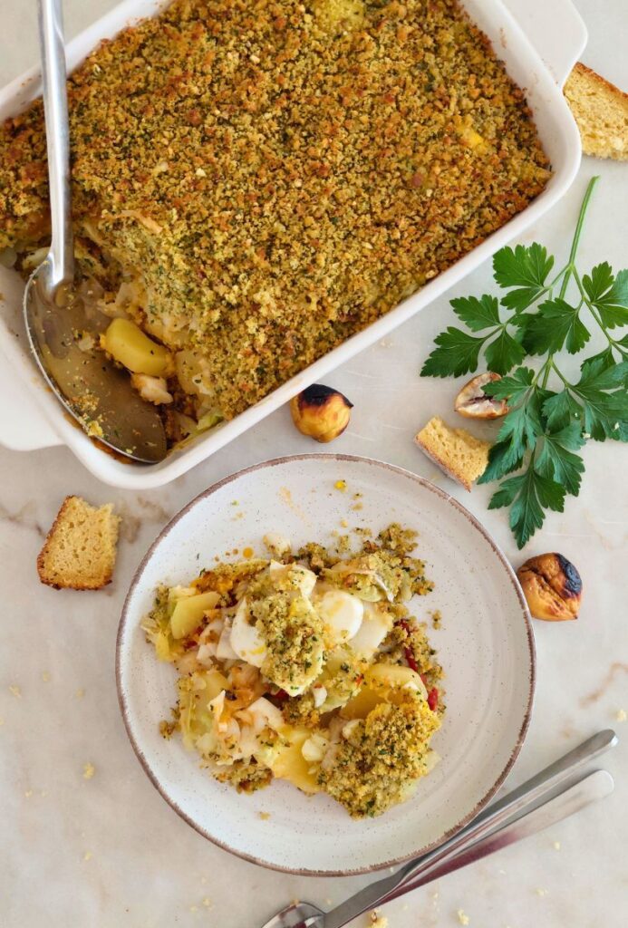 Receita de Natal Bacalhau com broa e castanhas