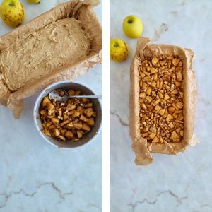 preparar o topping e colocar a massa na forma