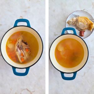 retirar e desfiar o frango