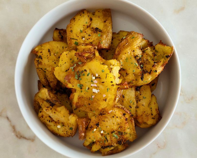 Batata esmagada no forno Planear ementa semanal com receitas fáceis