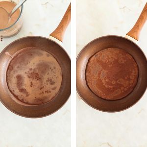 cozinhar os crepes na frigideira antiaderente