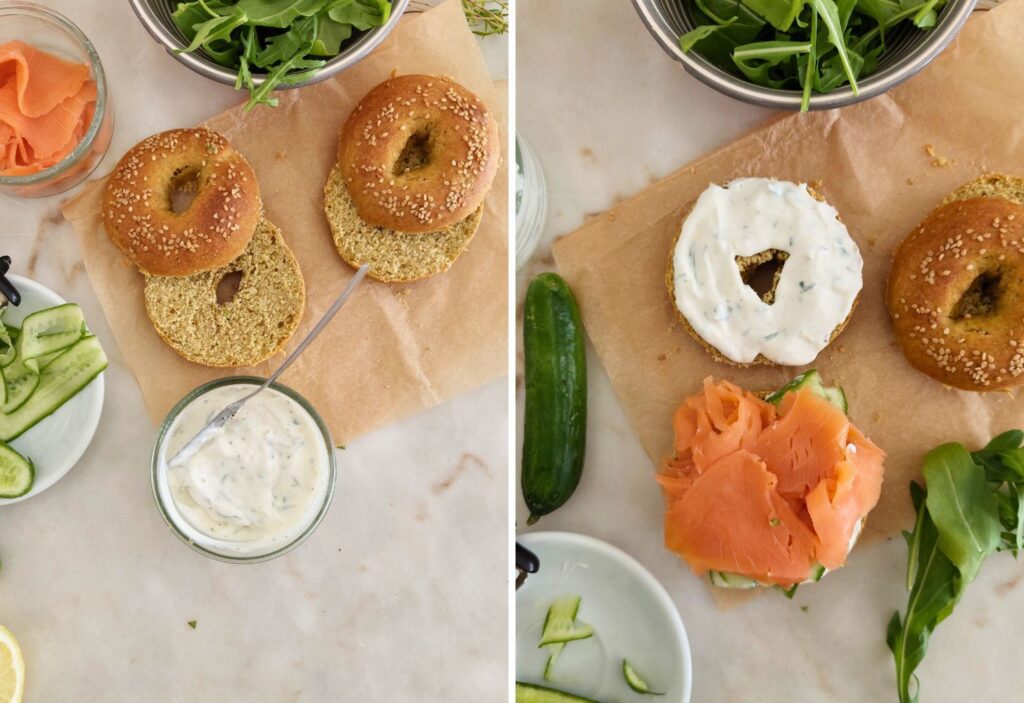 Aprende como fazer Bagel com salmão fumado
