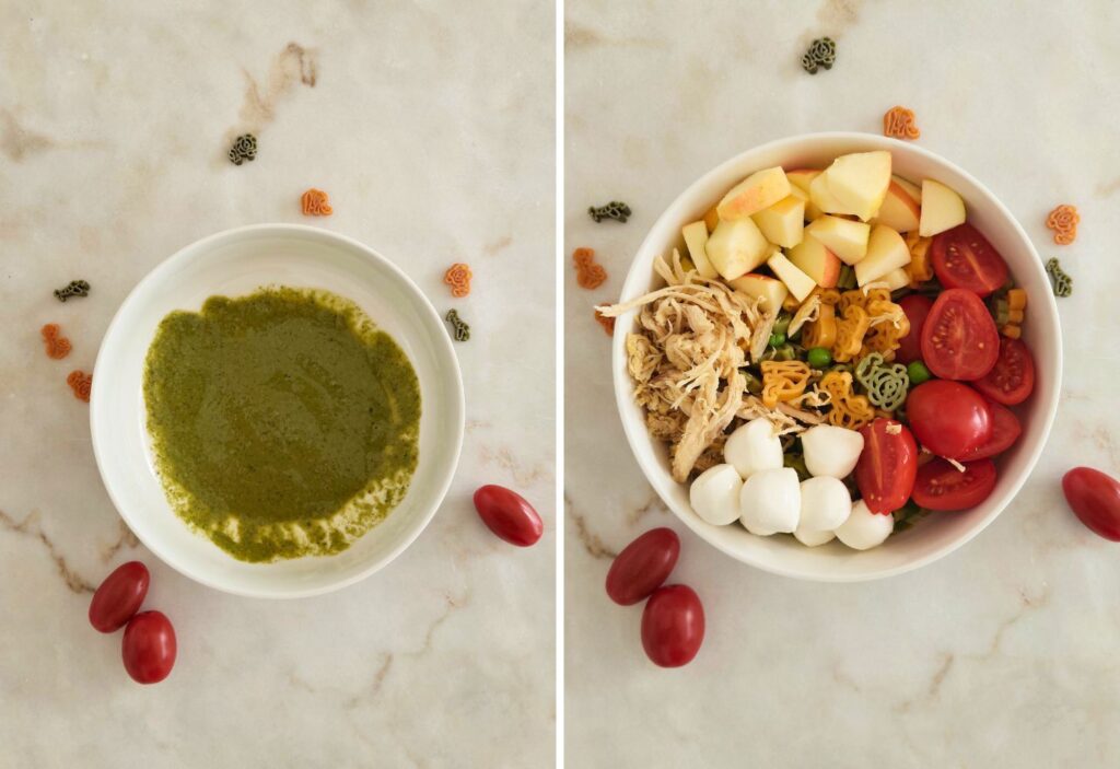 Aprende como fazer Salada de massa frango e pesto