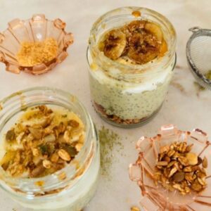 Pudim de chia matcha e coco receita saudável