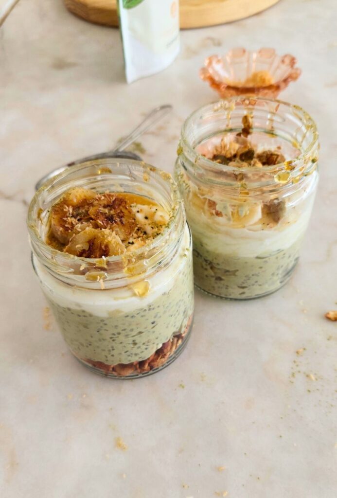 Receita rápida Pudim de chia matcha e coco