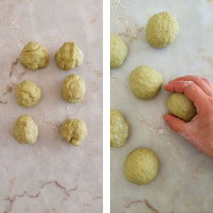divide a massa de bagel em pedaços iguais